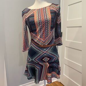 As U Wish Blue Coral Teal Batik Dress Tunic Size S